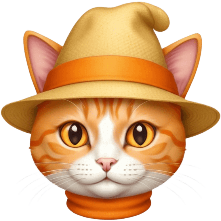 elegant orange cat with hat emoji