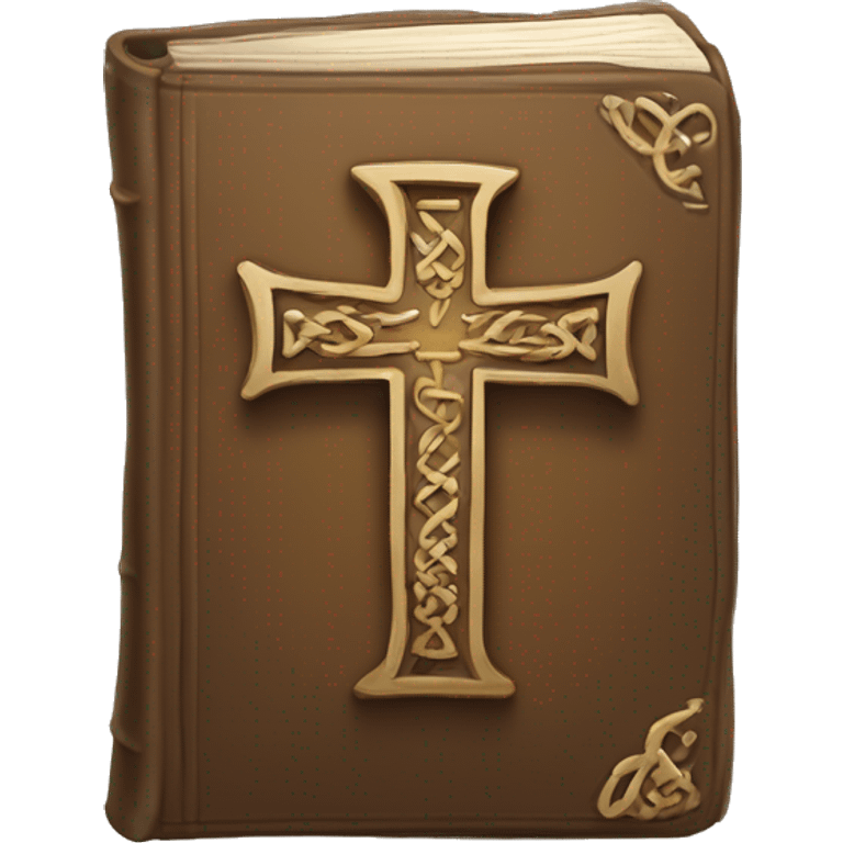 bible with a cross in the middle and 2, 3 lined curves abov emoji