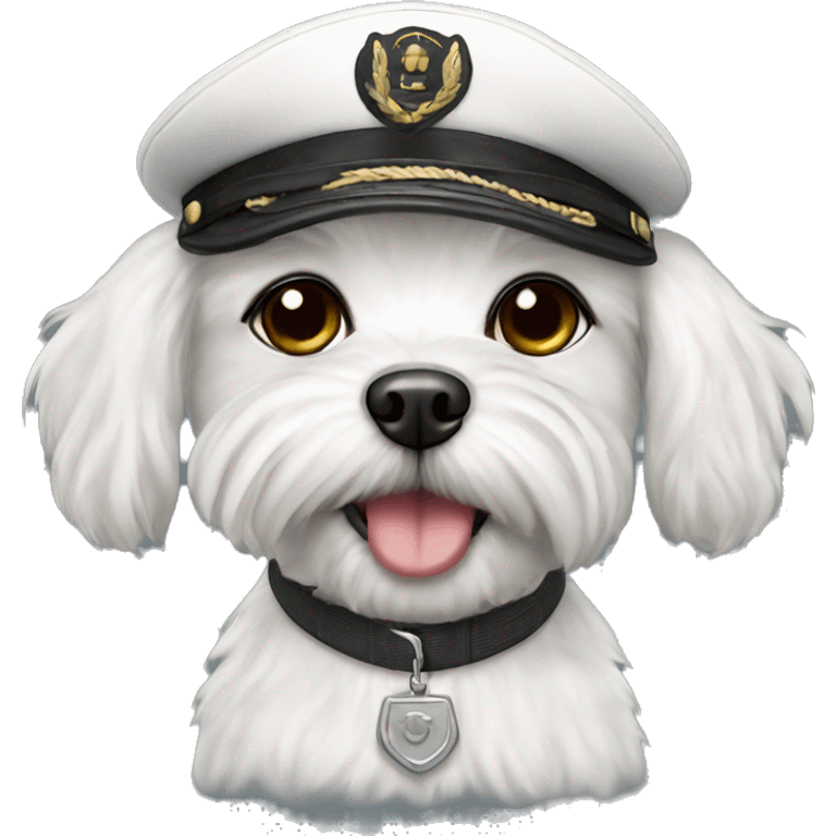 Maltese dog in a pilot cap emoji