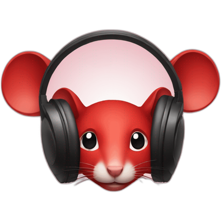 Red colour Rat headphone emoji