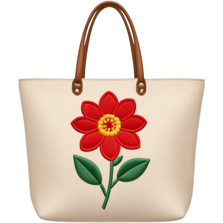 tote bag with embroidered flower  emoji