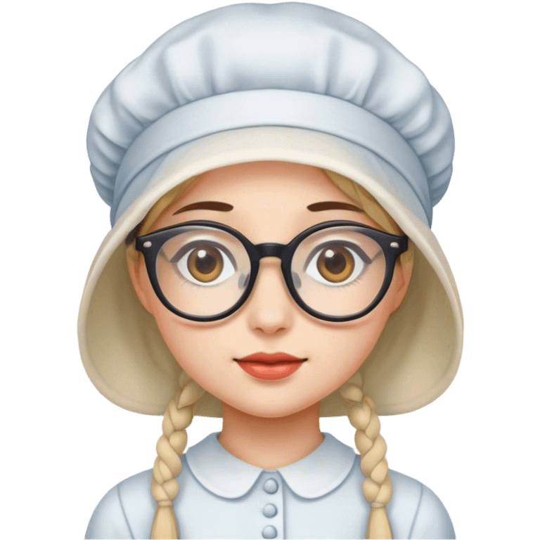 Girl in bonnet and glasses emoji