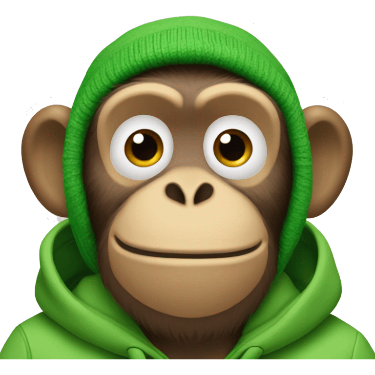 Monkey wearing a green beanie and green AirPods Max emoji