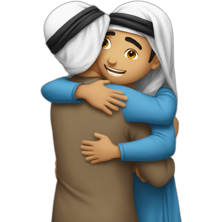 Arab boy hug emoji