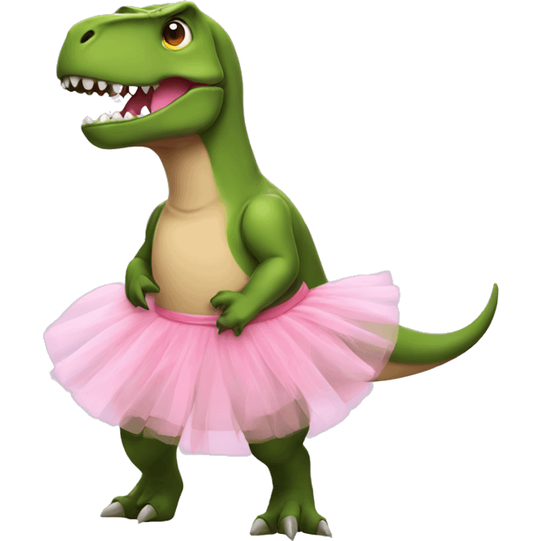 t-rex with a pink tutu emoji