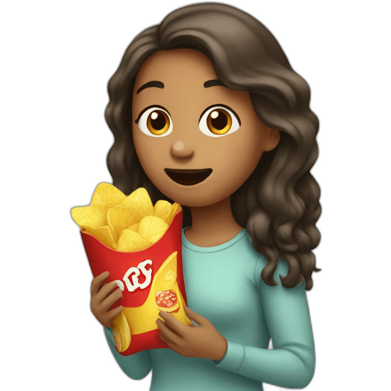 Girl eating chips emoji