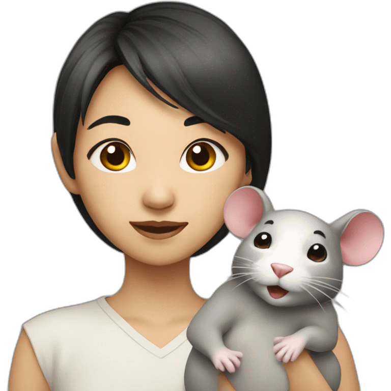 Asian girl with a rat emoji