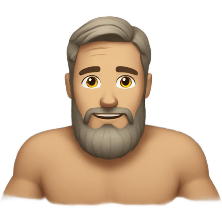 Handsome bearded white man sitting in hot tub emoji