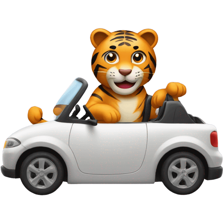 Tiger driving car emoji