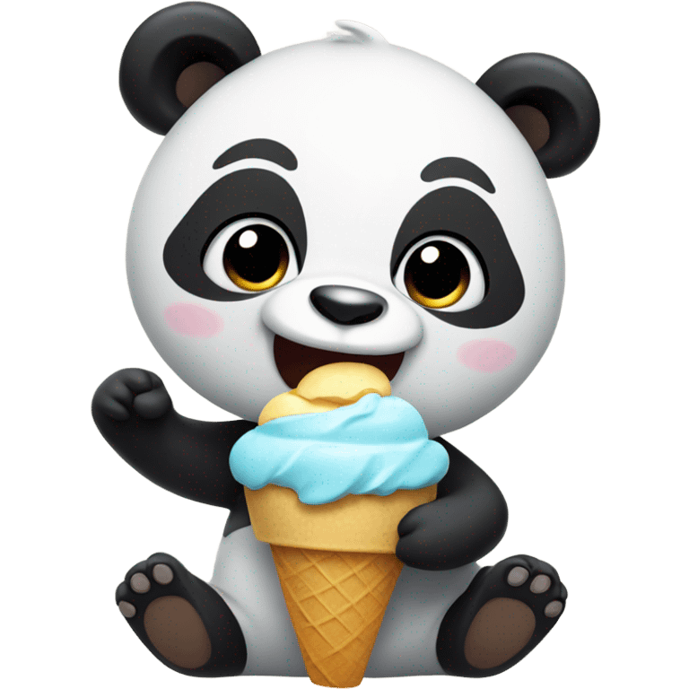 Panda eating ice cream emoji