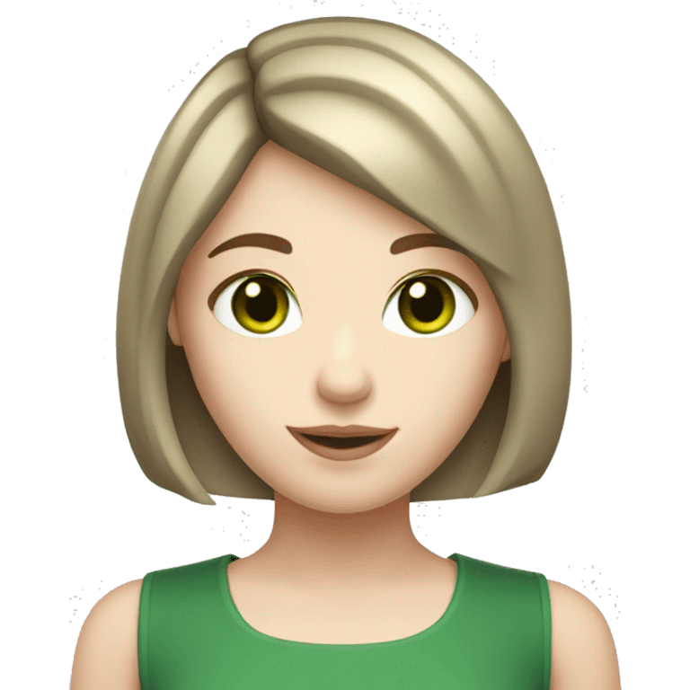 Pale skin girl with green eyes and brown hair and Bob haircut emoji