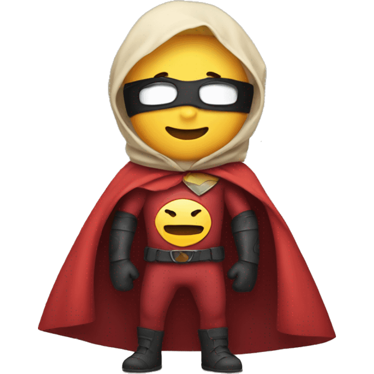 smiley emoji wearing hero cape emoji