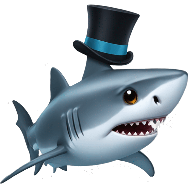 Shark with a top hat emoji