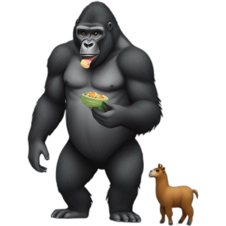 Gorilla feeding a Llama emoji