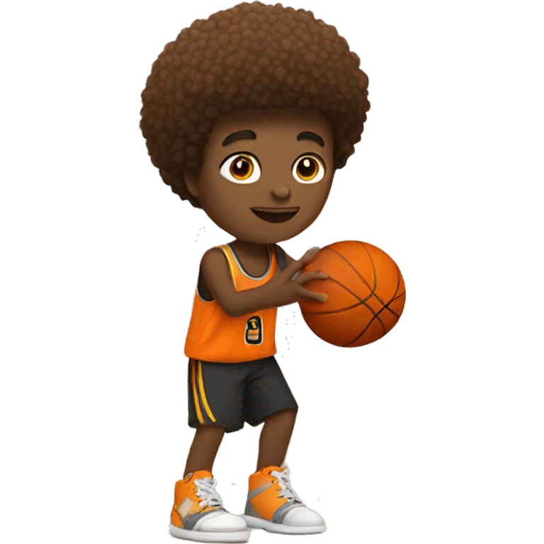 short people with mushroom hair and simple face playing basketball emoji