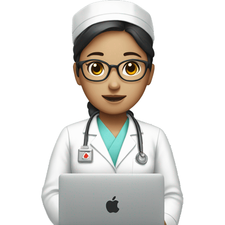 Korean Nurse with macbook emoji