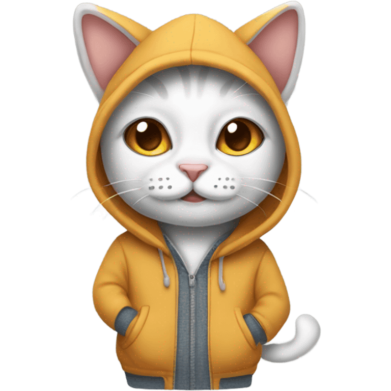 Cat wearing a hoodie emoji