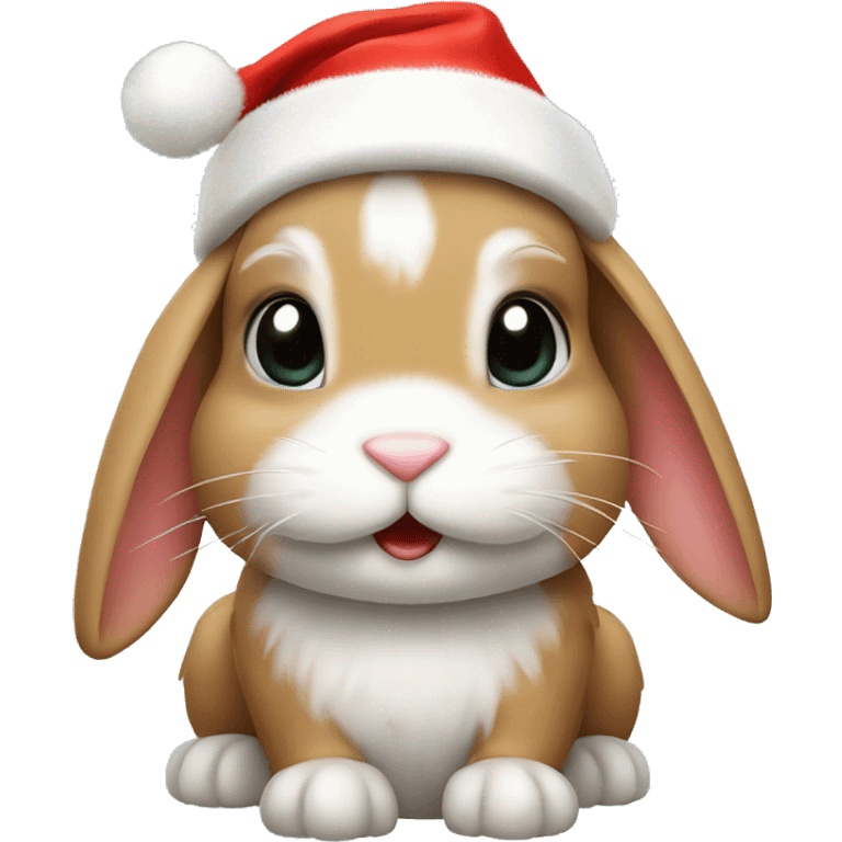 cute bunny with christmas hat emoji