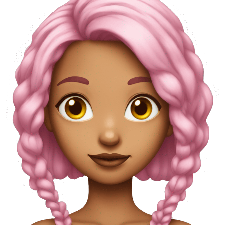 A girl with long, pink hair, yellow eyes, and a heart-shaped tattoo under her eye emoji