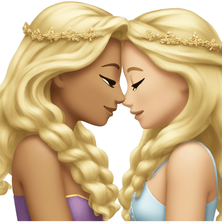 2 women princesses couple blonde kiss emoji