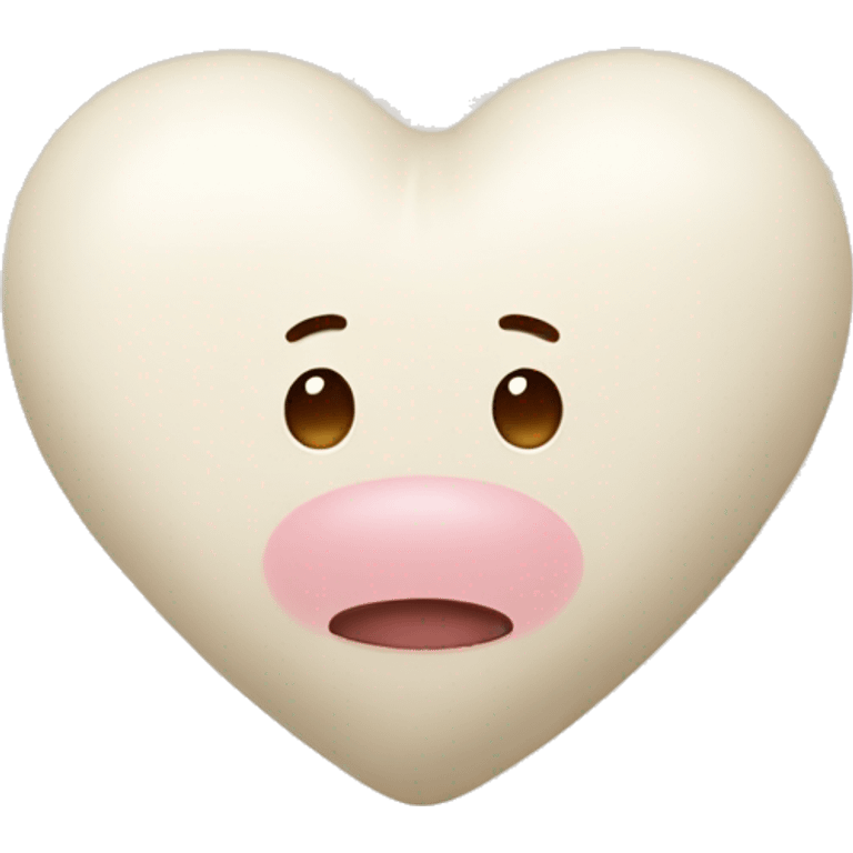 A heart of milk-colored, teddy-like soft material. emoji