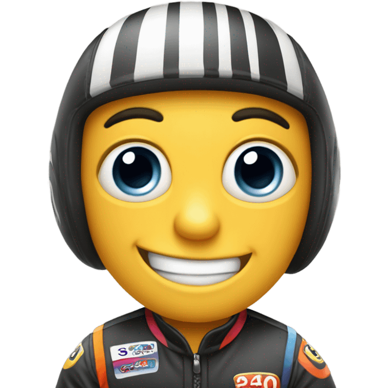 Cartoon race car face emoji