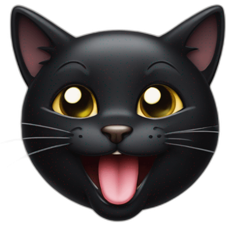 Cheeky Black cat sticking tongue and winking with one eye emoji