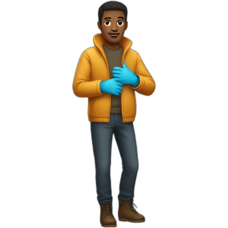 man wearing gloves full body emoji