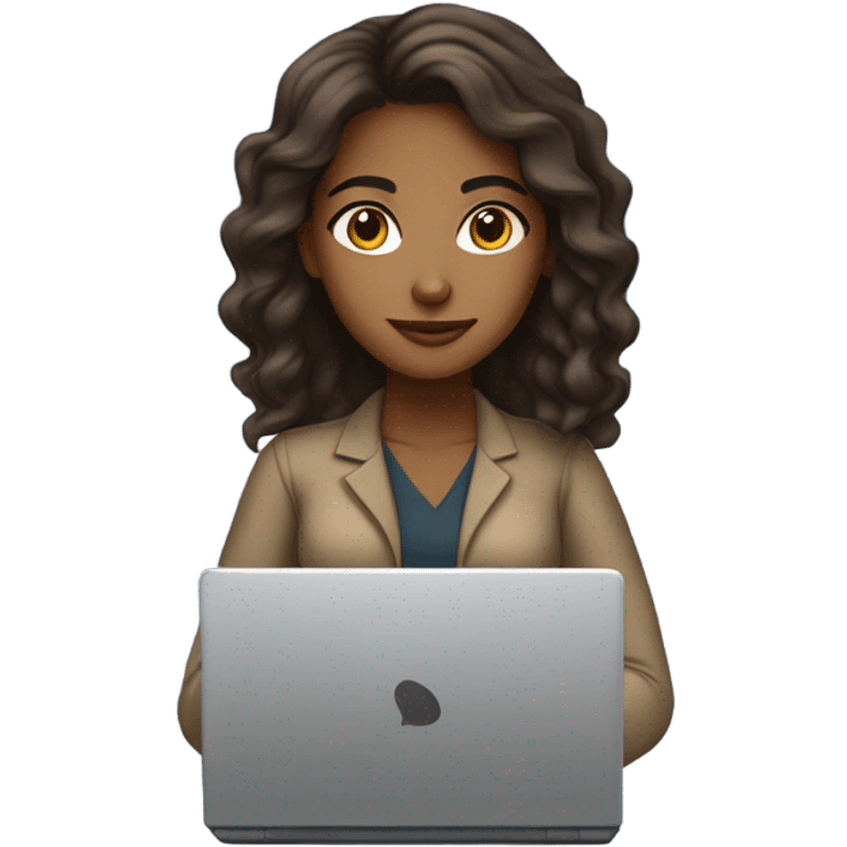 Medium hair light skin  Brown girl, computer science intern with a laptop  emoji