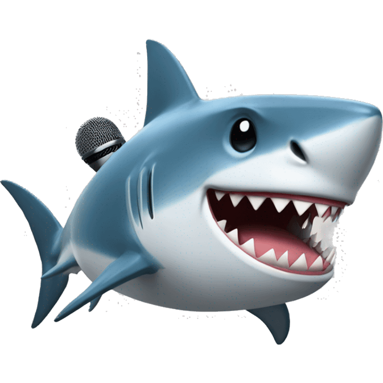 Shark with microphone emoji