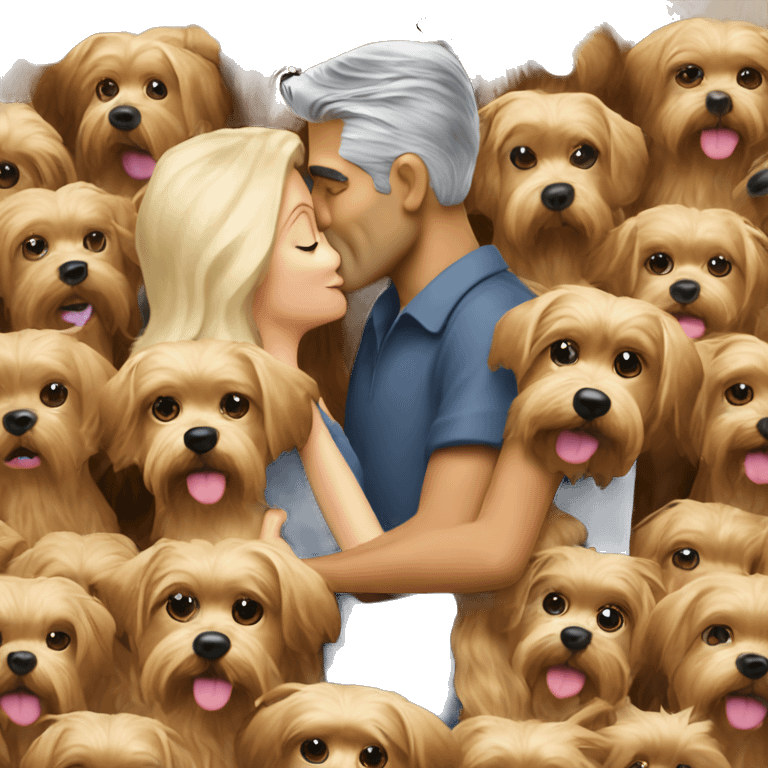 George Clooney kissing blonde woman holding Yorkshire terrier  emoji