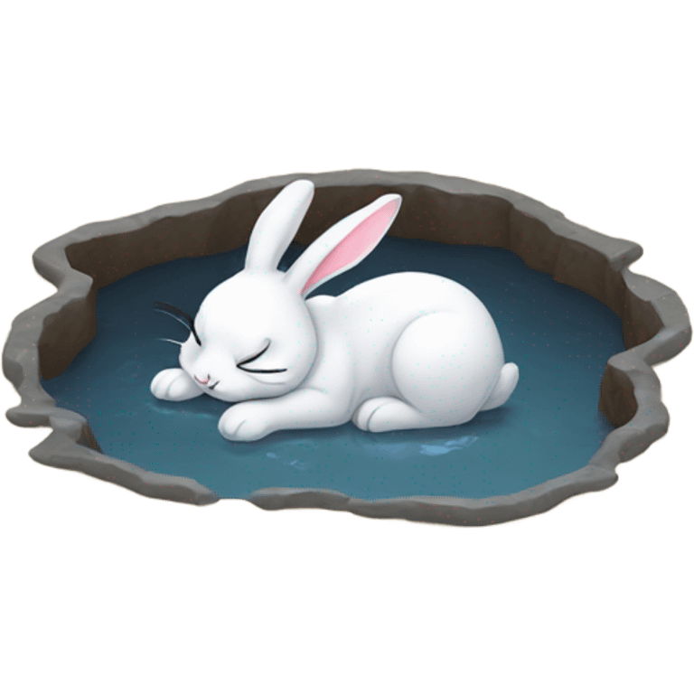 Bunny sleeping in a puddle emoji