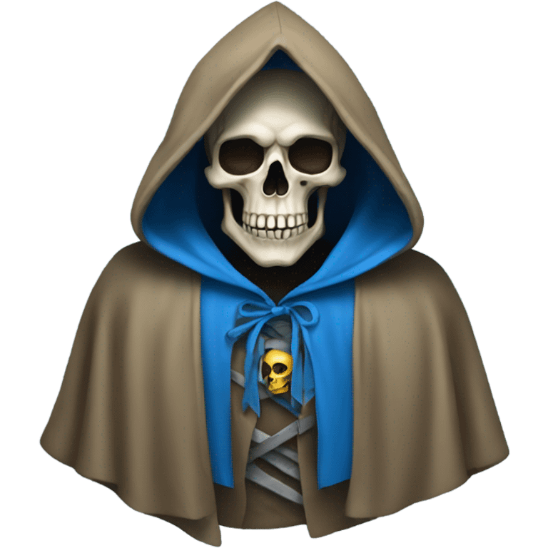 skull wearing blue hood and cloak emoji