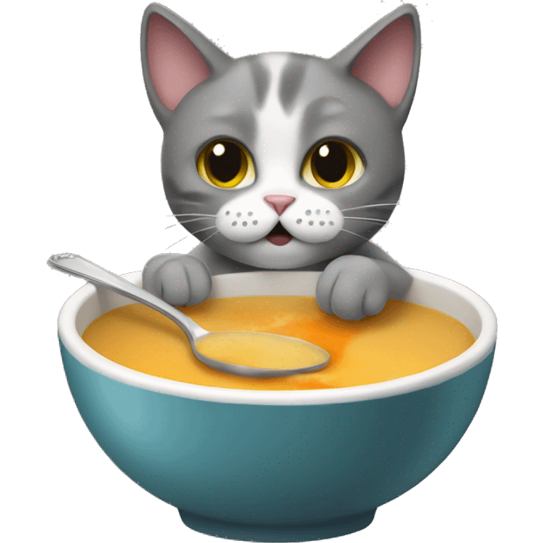 Cat eating soup emoji