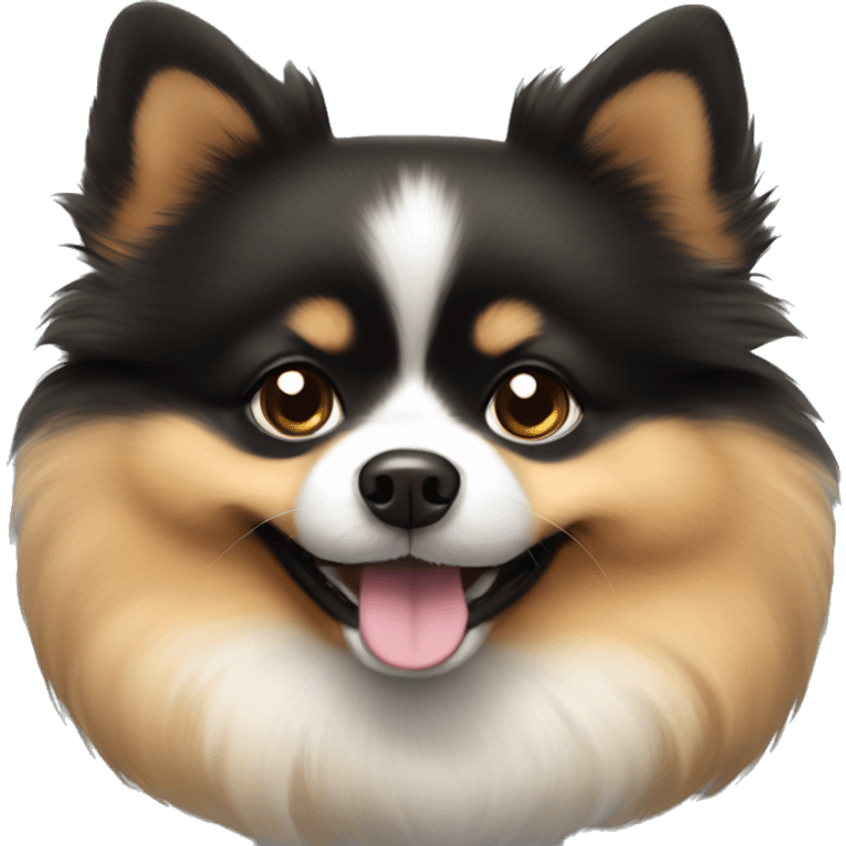 smiling black and tan cute chubby pomeranian emoji