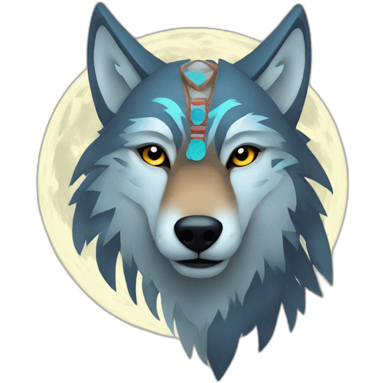 Tribal wolf moon emoji