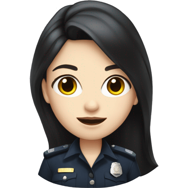 pale girl with long black hair with police uniform  emoji