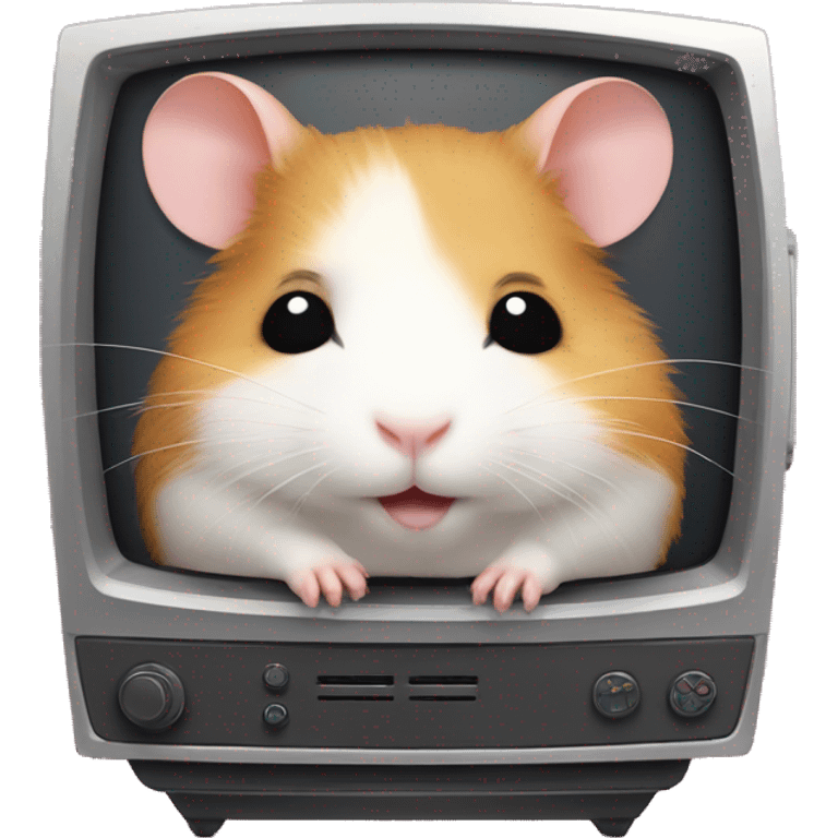 a cute hamster sleeping in a TV set with antennae. emoji