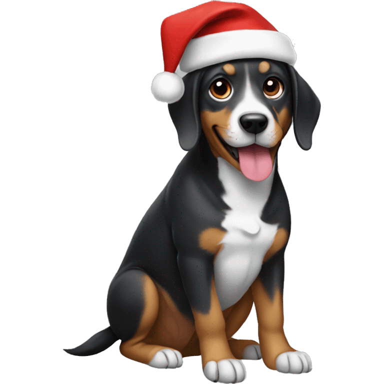 dog wearing a christmas hat emoji