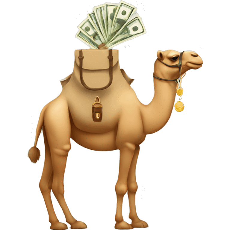 Camel holding a money bag emoji