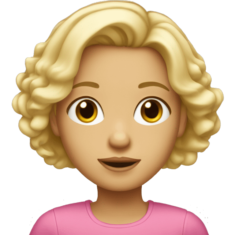 little blonde girl with short hair blowout emoji