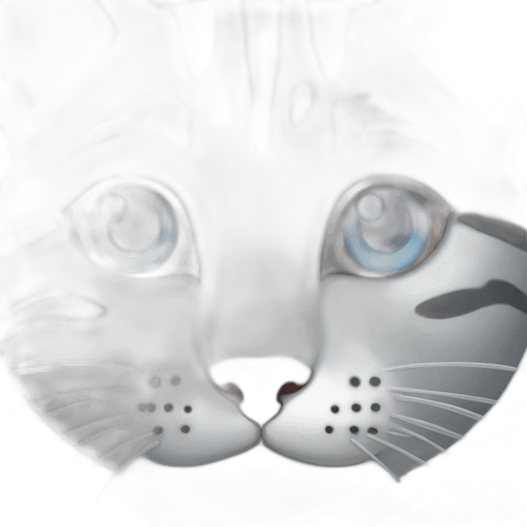 white and gray tabby cat with blue eyes and a round head emoji