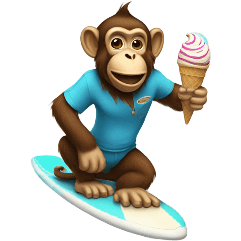 monkey eating icecream while surfing  emoji