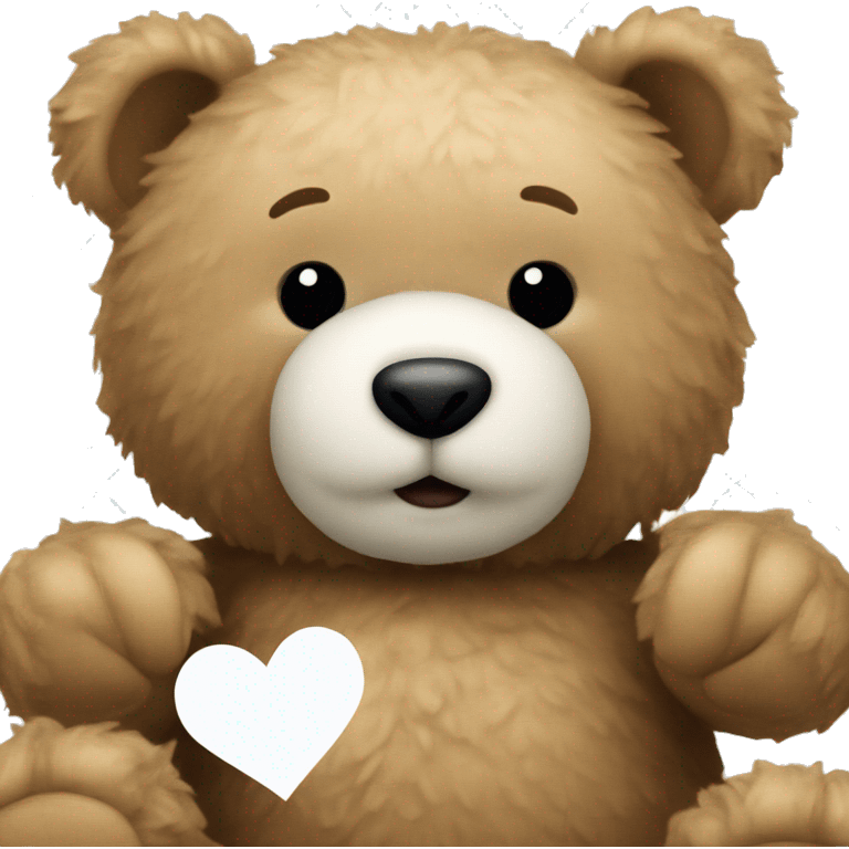 Teddy bear with a white heart emoji