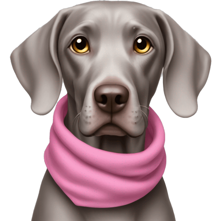 Weimaraner with a pink scarf emoji