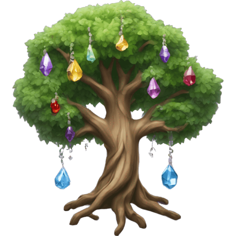 Spiritual tree with crystals hanging in it emoji