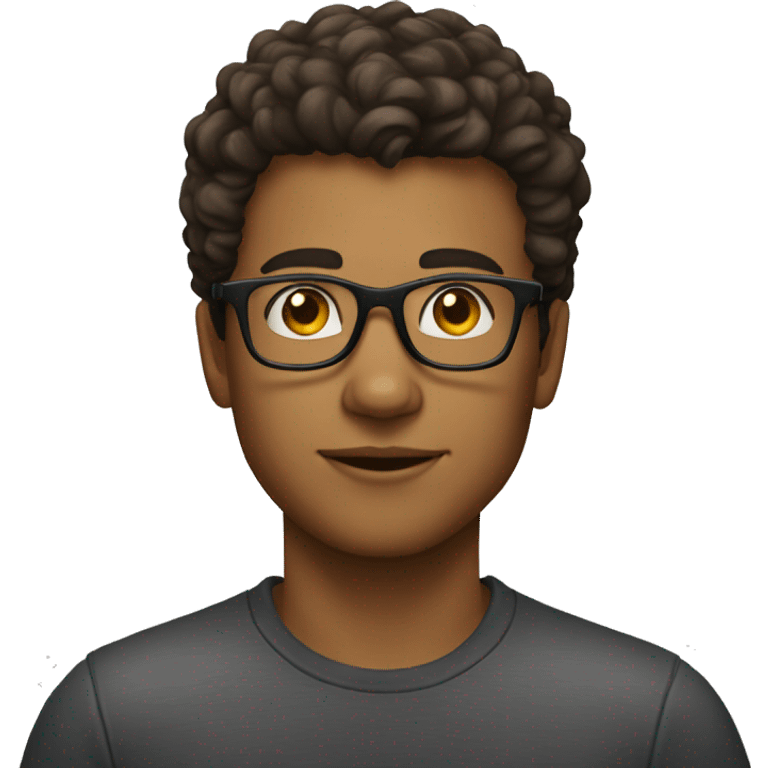 young man with currly hair wearing glasses emoji