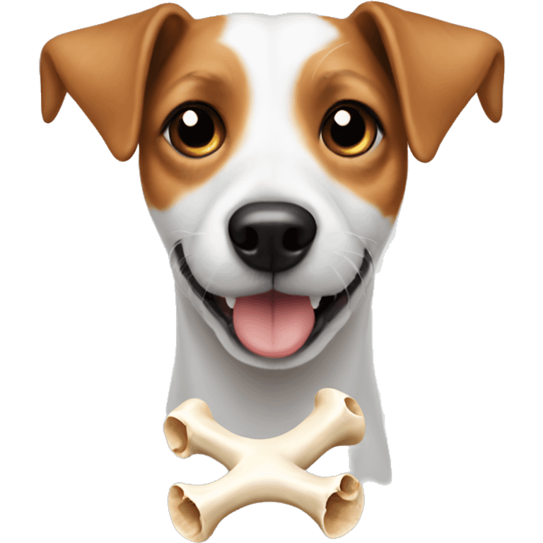 Jack Russell with a bone emoji