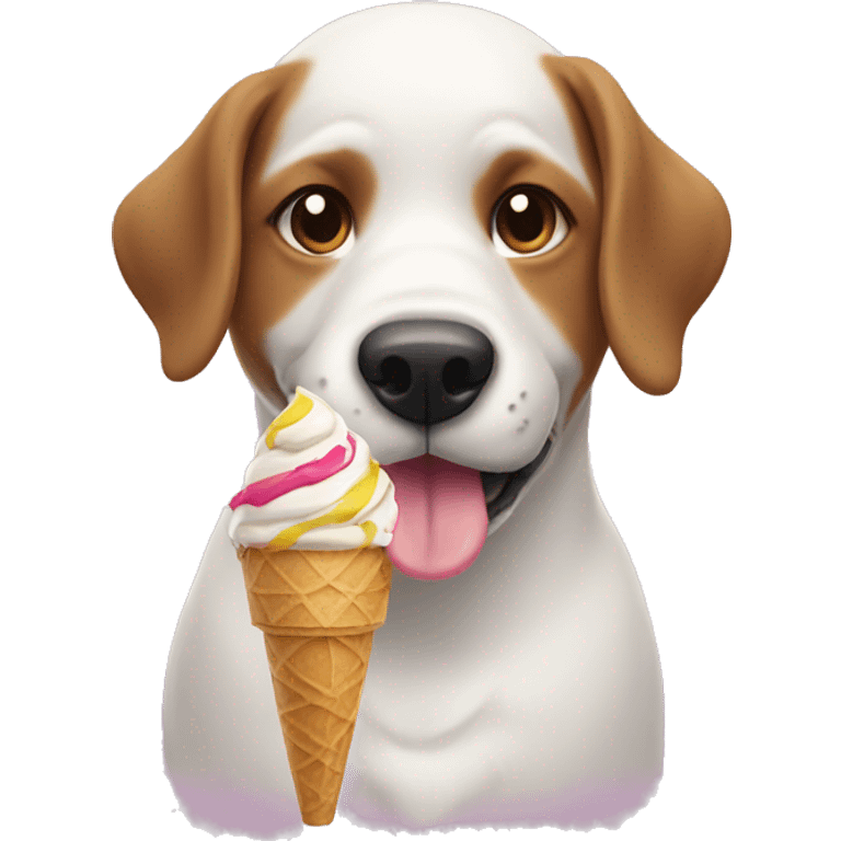 Dog with halo eating ice cream emoji