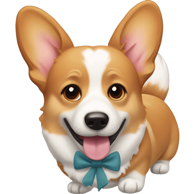 corgi wearing a bow emoji